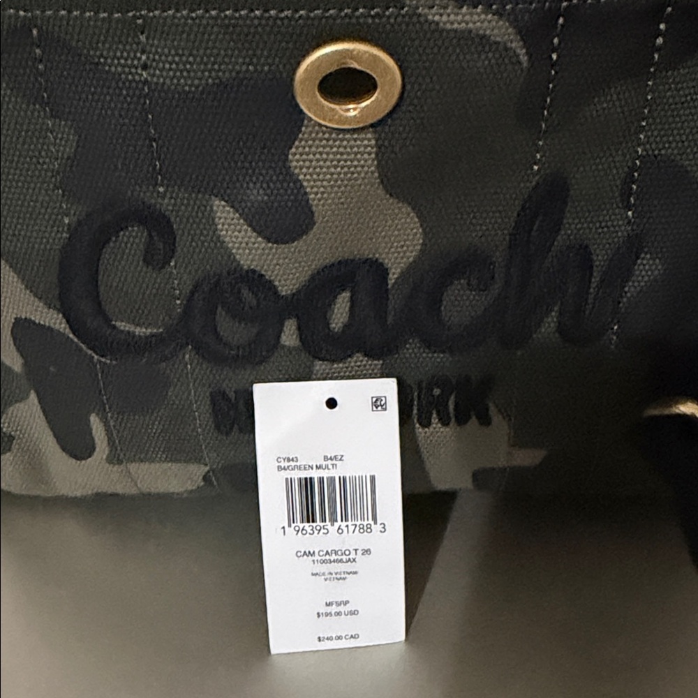 Coach Camo Canvas Tote in Green and Black - Picture 3 of 4